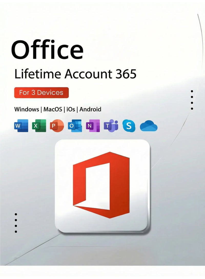 Office - Office365 Lifetime Account for 3 Devices | Windows, Android, MAC, iOS & Online | Digital License